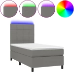 ΚΡΕΒΑΤΙ BOXSPRING ΜΕ ΣΤΡΩΜΑ & LED ΣΚ.ΓΚΡΙ 90X190 ΕΚ. ΥΦΑΣΜΑΤΙΝΟ 3134838