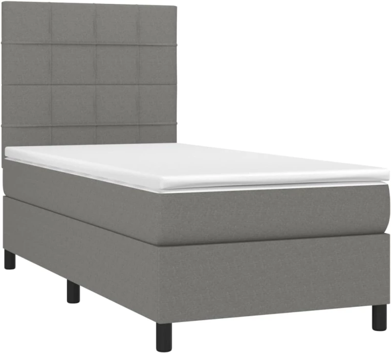 ΚΡΕΒΑΤΙ BOXSPRING ΜΕ ΣΤΡΩΜΑ & LED ΣΚ.ΓΚΡΙ 90X190 ΕΚ. ΥΦΑΣΜΑΤΙΝΟ 3134838
