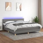 ΚΡΕΒΑΤΙ BOXSPRING ΜΕ ΣΤΡΩΜΑ & LED ΣΚ.ΓΚΡΙ 180X200 ΕΚ ΥΦΑΣΜΑΤΙΝΟ 3133574