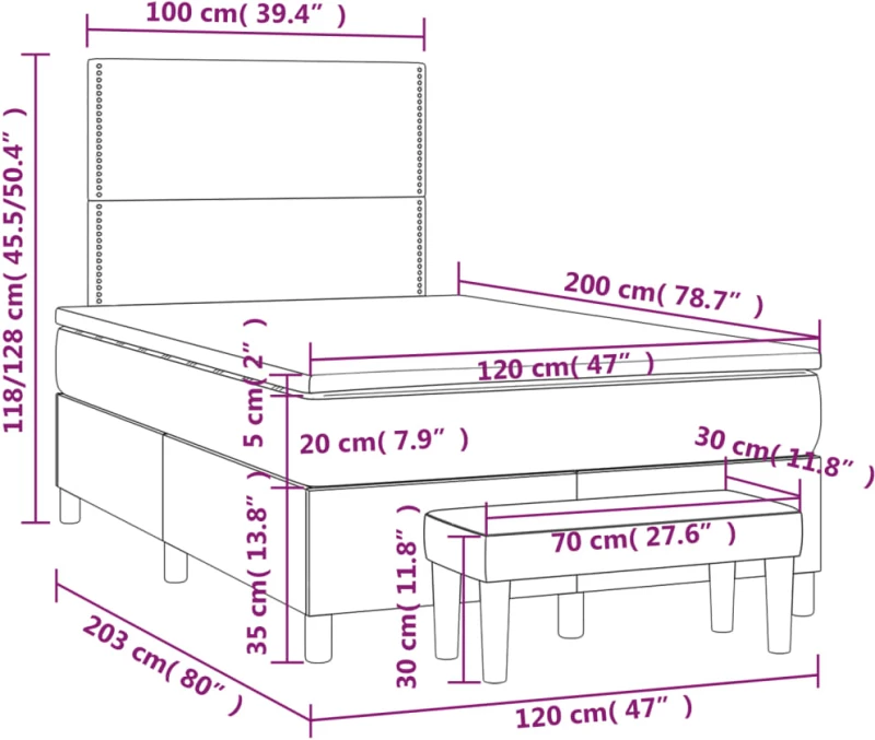 ΚΡΕΒΑΤΙ BOXSPRING ΜΕ ΣΤΡΩΜΑ ΣΚΟΥΡΟ ΓΚΡΙ 120X200 ΕΚ. ΥΦΑΣΜΑΤΙΝΟ 3136502