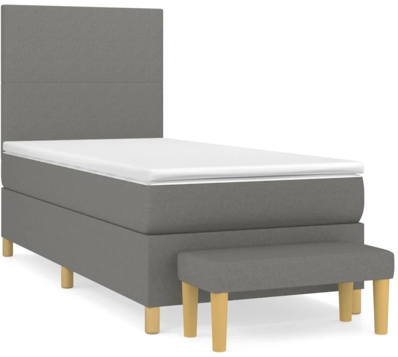 ΚΡΕΒΑΤΙ BOXSPRING ΜΕ ΣΤΡΩΜΑ ΣΚΟΥΡΟ ΓΚΡΙ 90X190 ΕΚ. ΥΦΑΣΜΑΤΙΝΟ 3136958