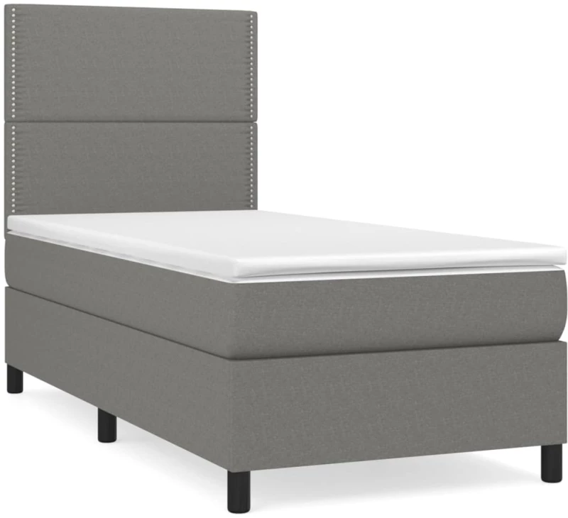 ΚΡΕΒΑΤΙ BOXSPRING ΜΕ ΣΤΡΩΜΑ ΣΚΟΥΡΟ ΓΚΡΙ 100X200 ΕΚ. ΥΦΑΣΜΑΤΙΝΟ 3141674