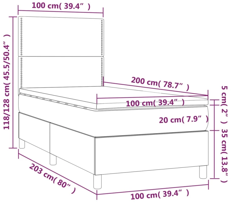 ΚΡΕΒΑΤΙ BOXSPRING ΜΕ ΣΤΡΩΜΑ ΣΚΟΥΡΟ ΓΚΡΙ 100X200 ΕΚ. ΥΦΑΣΜΑΤΙΝΟ 3141674