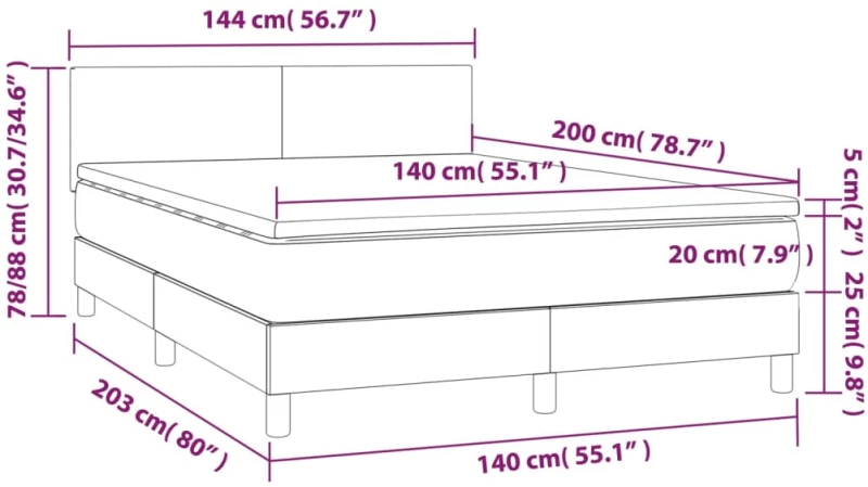 ΚΡΕΒΑΤΙ BOXSPRING ΜΕ ΣΤΡΩΜΑ ΑΝΟΙΧΤΟ ΓΚΡΙ 140X200 ΕΚ. ΒΕΛΟΥΔΙΝΟ 3141185