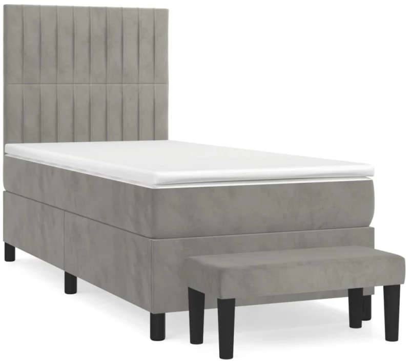 ΚΡΕΒΑΤΙ BOXSPRING ΜΕ ΣΤΡΩΜΑ ΑΝΟΙΧΤΟ ΓΚΡΙ 90X200 ΕΚ. ΒΕΛΟΥΔΙΝΟ 3137941