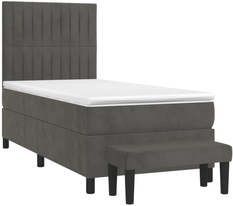 ΚΡΕΒΑΤΙ BOXSPRING ΜΕ ΣΤΡΩΜΑ ΣΚΟΥΡΟ ΓΚΡΙ 90X200 ΕΚ. ΒΕΛΟΥΔΙΝΟ 3137942