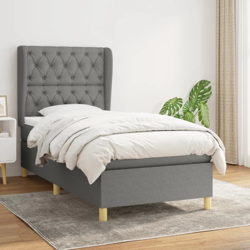 ΚΡΕΒΑΤΙ BOXSPRING ΜΕ ΣΤΡΩΜΑ ΣΚΟΥΡΟ ΓΚΡΙ 80X200 ΕΚ. ΥΦΑΣΜΑΤΙΝΟ 3128718