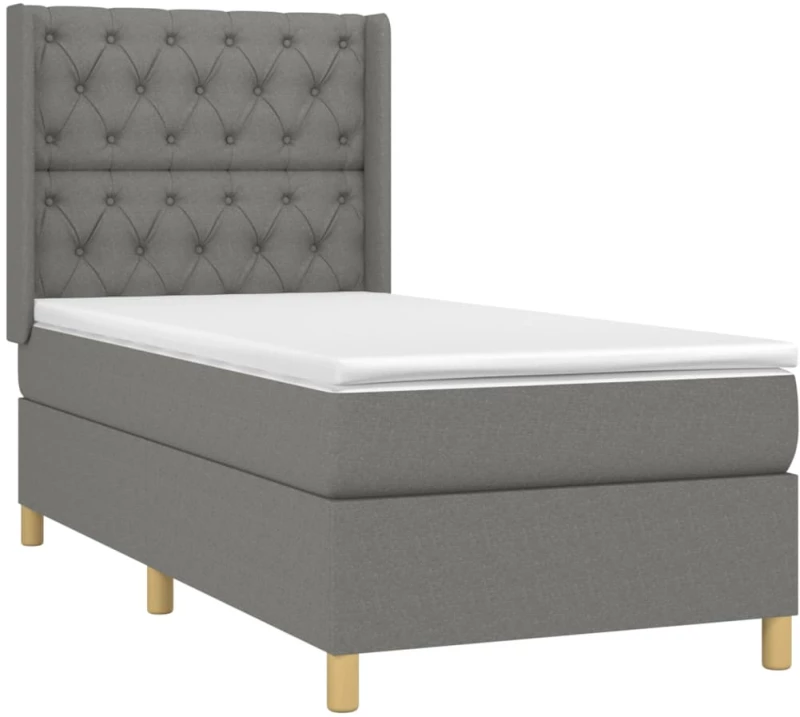 ΚΡΕΒΑΤΙ BOXSPRING ΜΕ ΣΤΡΩΜΑ ΣΚΟΥΡΟ ΓΚΡΙ 80X200 ΕΚ. ΥΦΑΣΜΑΤΙΝΟ 3132186
