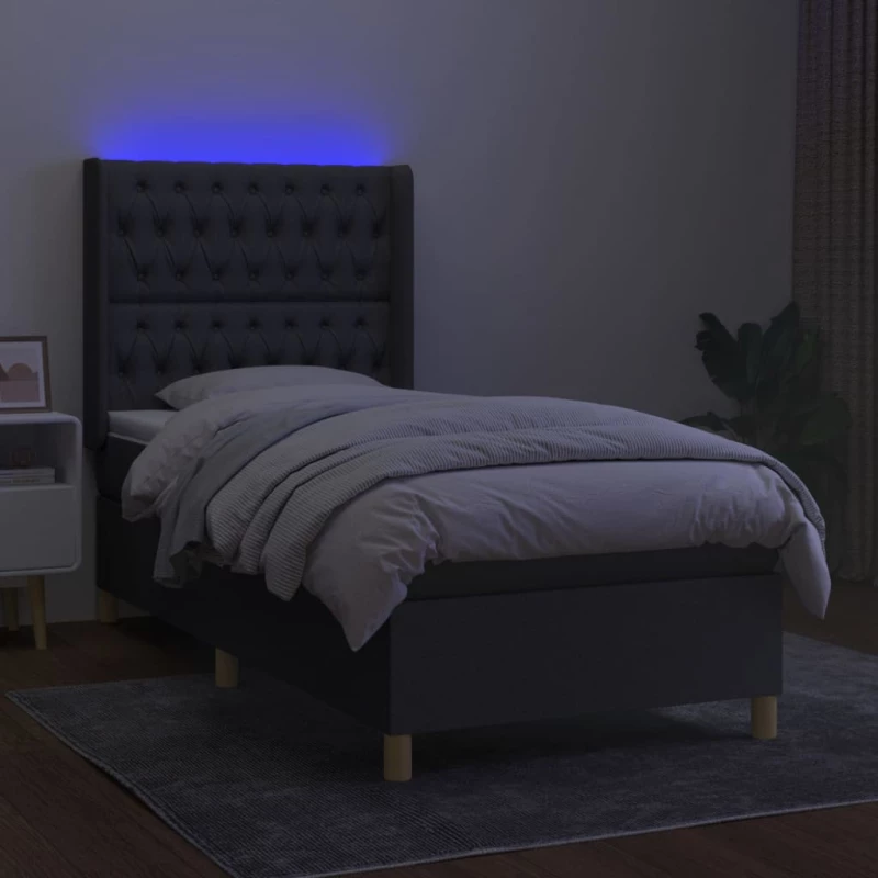 ΚΡΕΒΑΤΙ BOXSPRING ΜΕ ΣΤΡΩΜΑ & LED ΣΚ.ΓΚΡΙ 80X200 ΕΚ. ΥΦΑΣΜΑΤΙΝΟ 3139070