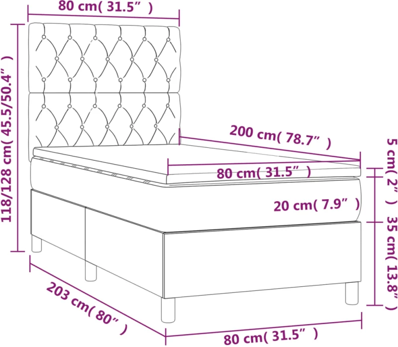 ΚΡΕΒΑΤΙ BOXSPRING ΜΕ ΣΤΡΩΜΑ ΑΝΟΙΧΤΟ ΓΚΡΙ 80X200 ΕΚ. ΥΦΑΣΜΑΤΙΝΟ 3142529