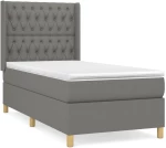 ΚΡΕΒΑΤΙ BOXSPRING ΜΕ ΣΤΡΩΜΑ ΣΚΟΥΡΟ ΓΚΡΙ 90X190 ΕΚ. ΥΦΑΣΜΑΤΙΝΟ 3132194