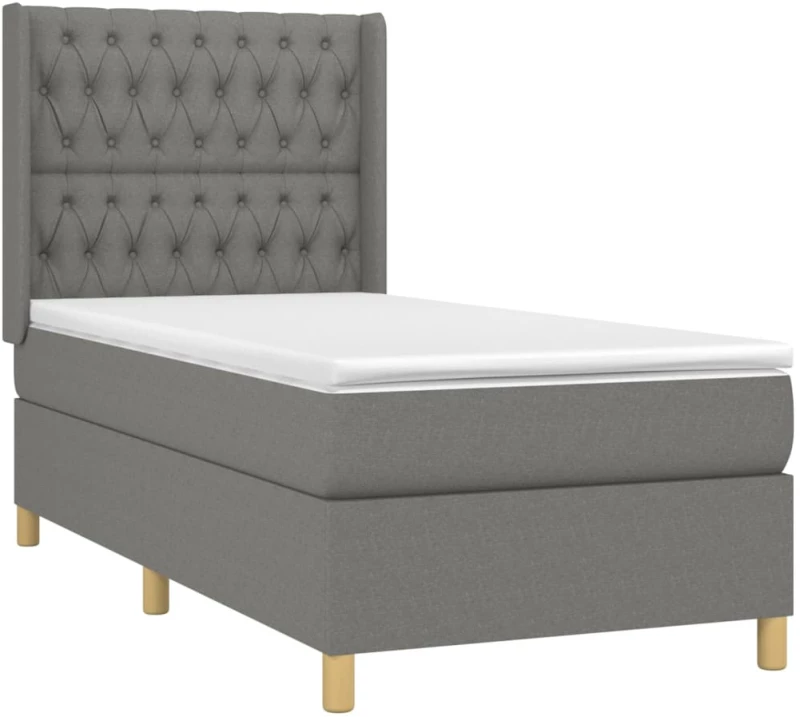 ΚΡΕΒΑΤΙ BOXSPRING ΜΕ ΣΤΡΩΜΑ ΣΚΟΥΡΟ ΓΚΡΙ 90X190 ΕΚ. ΥΦΑΣΜΑΤΙΝΟ 3132194