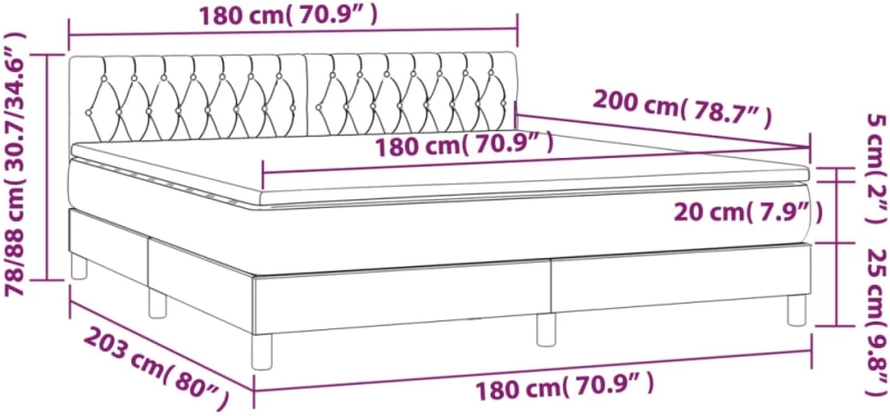 ΚΡΕΒΑΤΙ BOXSPRING ΜΕ ΣΤΡΩΜΑ & LED ΑΝ.ΓΚΡΙ 180X200 ΕΚ ΥΦΑΣΜΑΤΙΝΟ 3133973