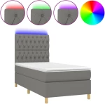 ΚΡΕΒΑΤΙ BOXSPRING ΜΕ ΣΤΡΩΜΑ & LED ΣΚ.ΓΚΡΙ 90X190 ΕΚ. ΥΦΑΣΜΑΤΙΝΟ 3135638
