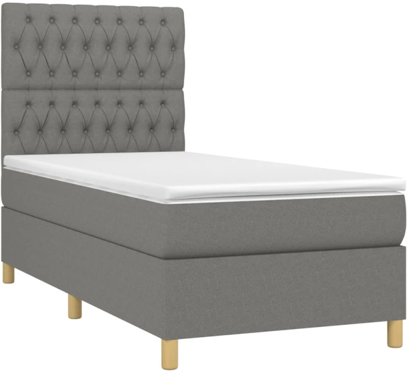 ΚΡΕΒΑΤΙ BOXSPRING ΜΕ ΣΤΡΩΜΑ & LED ΣΚ.ΓΚΡΙ 90X190 ΕΚ. ΥΦΑΣΜΑΤΙΝΟ 3135638