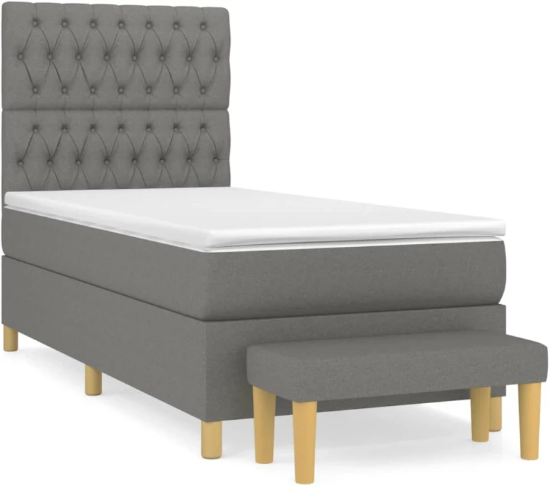 ΚΡΕΒΑΤΙ BOXSPRING ΜΕ ΣΤΡΩΜΑ ΣΚΟΥΡΟ ΓΚΡΙ 90X200 ΕΚ. ΥΦΑΣΜΑΤΙΝΟ 3137366