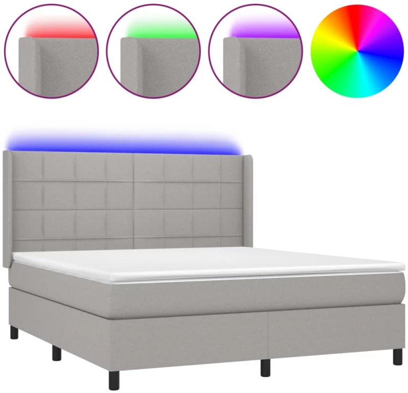 ΚΡΕΒΑΤΙ BOXSPRING ΜΕ ΣΤΡΩΜΑ & LED ΑΝ.ΓΚΡΙ 180X200ΕΚ. ΥΦΑΣΜΑΤΙΝΟ 3138333