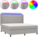 ΚΡΕΒΑΤΙ BOXSPRING ΜΕ ΣΤΡΩΜΑ & LED ΑΝ.ΓΚΡΙ 180X200ΕΚ. ΥΦΑΣΜΑΤΙΝΟ 3138333