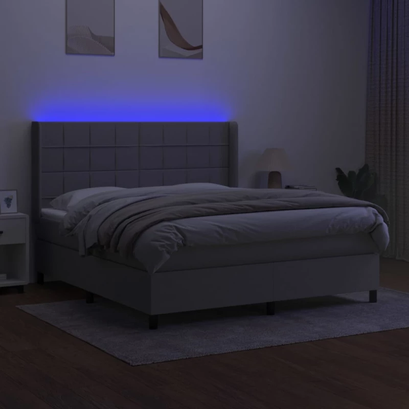 ΚΡΕΒΑΤΙ BOXSPRING ΜΕ ΣΤΡΩΜΑ & LED ΑΝ.ΓΚΡΙ 180X200ΕΚ. ΥΦΑΣΜΑΤΙΝΟ 3138333