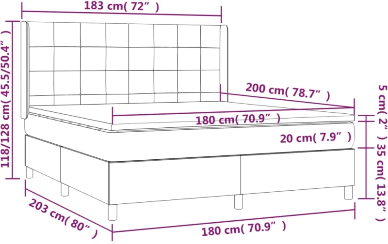ΚΡΕΒΑΤΙ BOXSPRING ΜΕ ΣΤΡΩΜΑ & LED ΑΝ.ΓΚΡΙ 180X200ΕΚ. ΥΦΑΣΜΑΤΙΝΟ 3138333