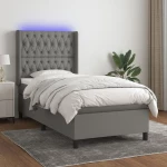 ΚΡΕΒΑΤΙ BOXSPRING ΜΕ ΣΤΡΩΜΑ & LED ΣΚ.ΓΚΡΙ 100X200 ΕΚ ΥΦΑΣΜΑΤΙΝΟ 3138534