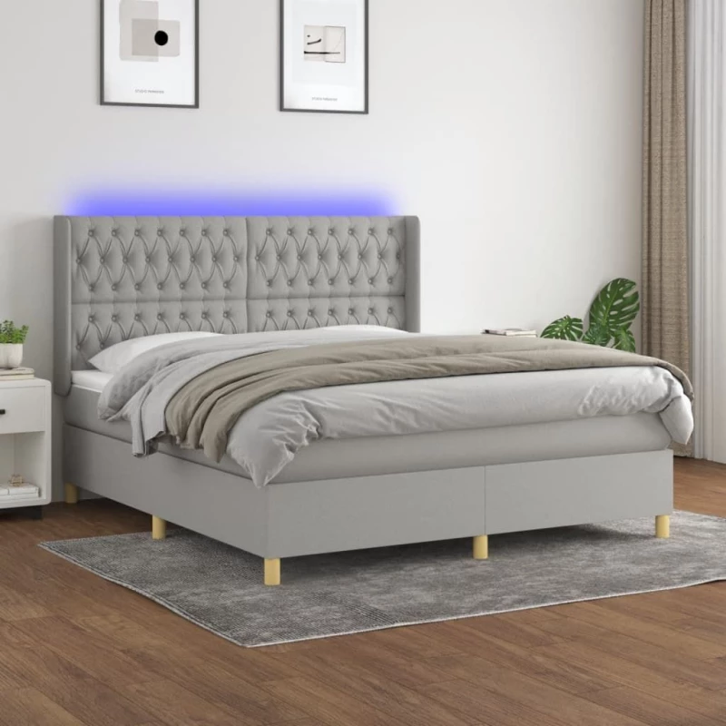 ΚΡΕΒΑΤΙ BOXSPRING ΜΕ ΣΤΡΩΜΑ & LED ΑΝ.ΓΚΡΙ 160X200ΕΚ. ΥΦΑΣΜΑΤΙΝΟ 3139125