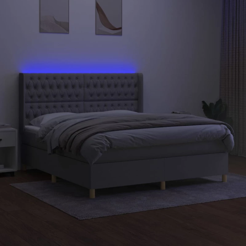 ΚΡΕΒΑΤΙ BOXSPRING ΜΕ ΣΤΡΩΜΑ & LED ΑΝ.ΓΚΡΙ 160X200ΕΚ. ΥΦΑΣΜΑΤΙΝΟ 3139125