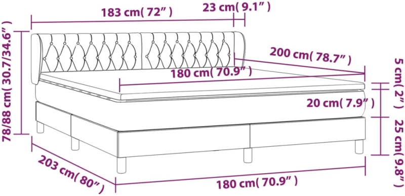 ΚΡΕΒΑΤΙ BOXSPRING ΜΕ ΣΤΡΩΜΑ ΣΚΟΥΡΟ ΓΚΡΙ 180X200 ΕΚ ΥΦΑΣΜΑΤΙΝ 3126502