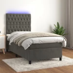 ΚΡΕΒΑΤΙ BOXSPRING ΜΕ ΣΤΡΩΜΑ & LED ΣΚ. ΓΚΡΙ 100X200ΕΚ. ΒΕΛΟΥΔΙΝΟ 3136288