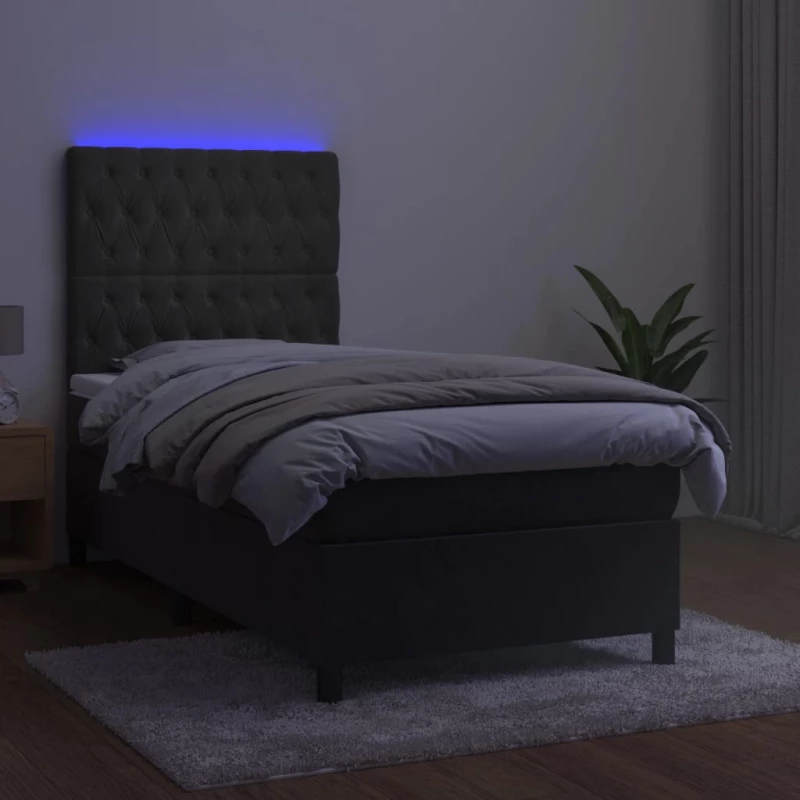 ΚΡΕΒΑΤΙ BOXSPRING ΜΕ ΣΤΡΩΜΑ & LED ΣΚ. ΓΚΡΙ 100X200ΕΚ. ΒΕΛΟΥΔΙΝΟ 3136288