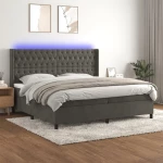 ΚΡΕΒΑΤΙ BOXSPRING ΜΕ ΣΤΡΩΜΑ & LED ΣΚ. ΓΚΡΙ 200X200ΕΚ. ΒΕΛΟΥΔΙΝΟ 3139764