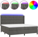 ΚΡΕΒΑΤΙ BOXSPRING ΜΕ ΣΤΡΩΜΑ & LED ΣΚ. ΓΚΡΙ 200X200ΕΚ. ΒΕΛΟΥΔΙΝΟ 3139764