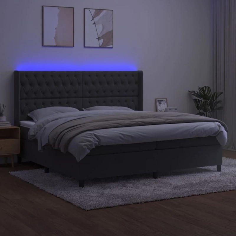 ΚΡΕΒΑΤΙ BOXSPRING ΜΕ ΣΤΡΩΜΑ & LED ΣΚ. ΓΚΡΙ 200X200ΕΚ. ΒΕΛΟΥΔΙΝΟ 3139764