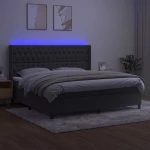 ΚΡΕΒΑΤΙ BOXSPRING ΜΕ ΣΤΡΩΜΑ & LED ΣΚ. ΓΚΡΙ 200X200ΕΚ. ΒΕΛΟΥΔΙΝΟ 3139764