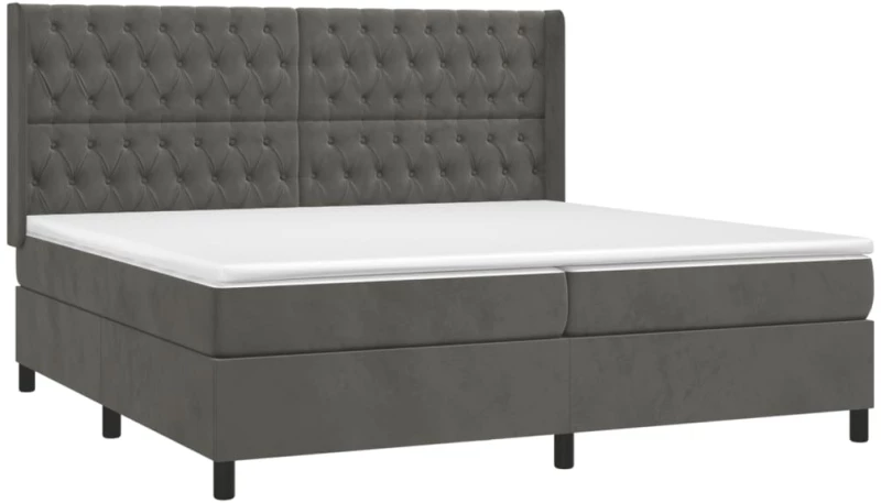 ΚΡΕΒΑΤΙ BOXSPRING ΜΕ ΣΤΡΩΜΑ & LED ΣΚ. ΓΚΡΙ 200X200ΕΚ. ΒΕΛΟΥΔΙΝΟ 3139764