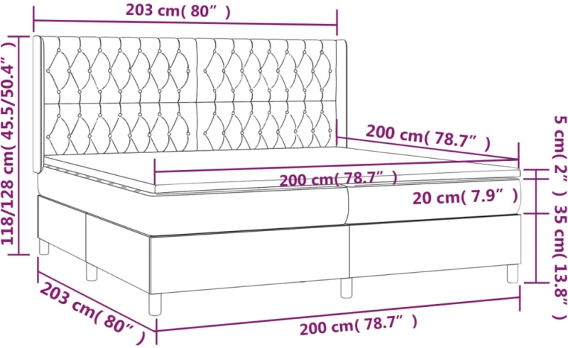 ΚΡΕΒΑΤΙ BOXSPRING ΜΕ ΣΤΡΩΜΑ & LED ΣΚ. ΓΚΡΙ 200X200ΕΚ. ΒΕΛΟΥΔΙΝΟ 3139764