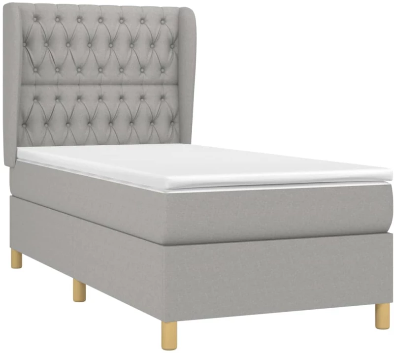 ΚΡΕΒΑΤΙ BOXSPRING ΜΕ ΣΤΡΩΜΑ ΑΝΟΙΧΤΟ ΓΚΡΙ 90X190 ΕΚ. ΥΦΑΣΜΑΤΙΝΟ 3128725