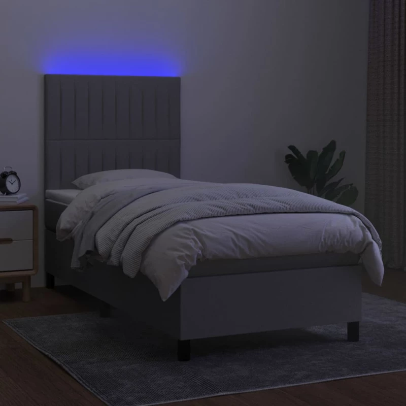 ΚΡΕΒΑΤΙ BOXSPRING ΜΕ ΣΤΡΩΜΑ & LED ΑΝ.ΓΚΡΙ 90X190 ΕΚ. ΥΦΑΣΜΑΤΙΝΟ 3134997