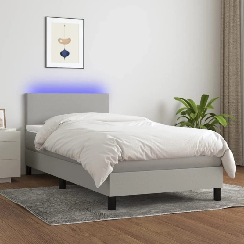 ΚΡΕΒΑΤΙ BOXSPRING ΜΕ ΣΤΡΩΜΑ & LED ΑΝ.ΓΚΡΙ 90X190 ΕΚ. ΥΦΑΣΜΑΤΙΝΟ 3132957