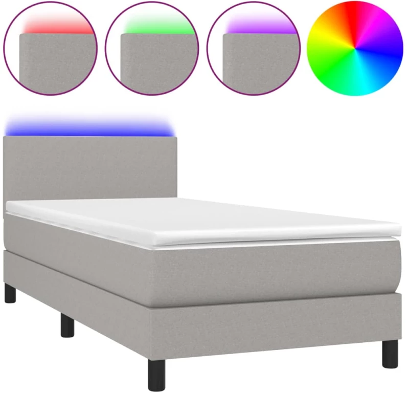 ΚΡΕΒΑΤΙ BOXSPRING ΜΕ ΣΤΡΩΜΑ & LED ΑΝ.ΓΚΡΙ 90X190 ΕΚ. ΥΦΑΣΜΑΤΙΝΟ 3132957