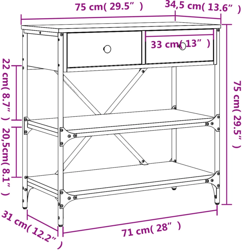 ΤΡΑΠΕΖΙ ΚΟΝΣΟΛΑ ΓΚΡΙ SONOMA 75X34,5X75 ΕΚ. ΕΠΕΞΕΡΓΑΣΜΕΝΟ ΞΥΛΟ 833411