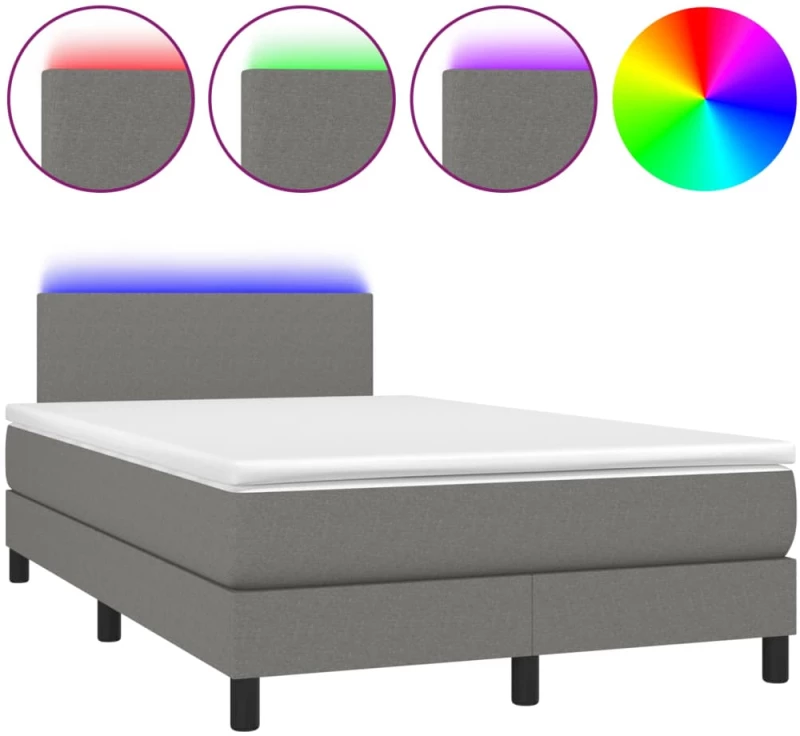 ΚΡΕΒΑΤΙ BOXSPRING ΜΕ ΣΤΡΩΜΑ & LED ΣΚ.ΓΚΡΙ 120X200 ΕΚ ΥΦΑΣΜΑΤΙΝΟ 3132982
