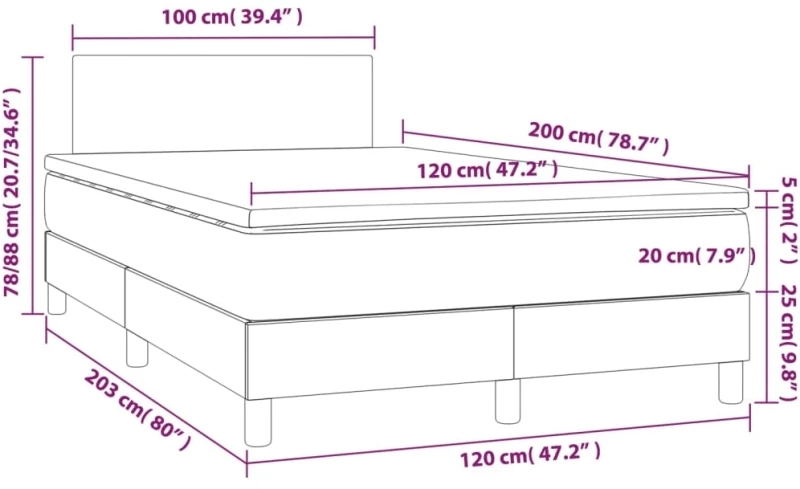ΚΡΕΒΑΤΙ BOXSPRING ΜΕ ΣΤΡΩΜΑ & LED ΣΚ.ΓΚΡΙ 120X200 ΕΚ ΥΦΑΣΜΑΤΙΝΟ 3132982