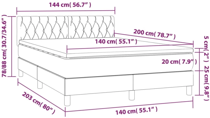 ΚΡΕΒΑΤΙ BOXSPRING ΜΕ ΣΤΡΩΜΑ ΜΑΥΡΟ 140X200 ΕΚ. ΥΦΑΣΜΑΤΙΝΟ 3140299