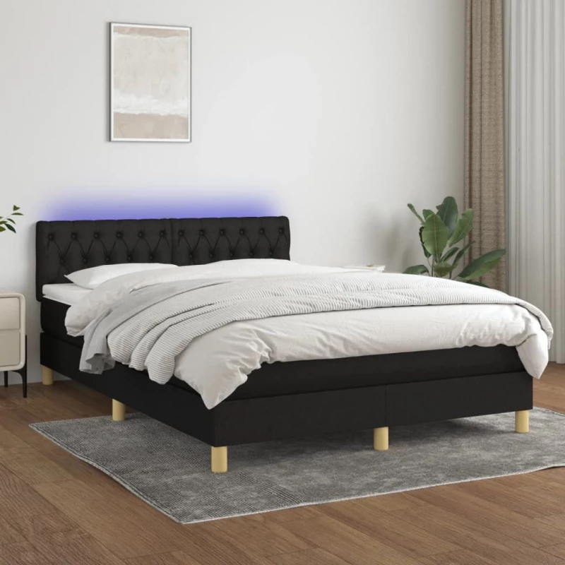 ΚΡΕΒΑΤΙ BOXSPRING ΜΕ ΣΤΡΩΜΑ & LED ΜΑΥΡΟ 140X190 ΕΚ. ΥΦΑΣΜΑΤΙΝΟ 3133951