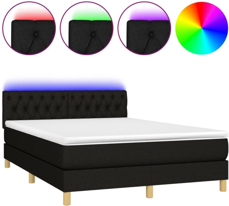 ΚΡΕΒΑΤΙ BOXSPRING ΜΕ ΣΤΡΩΜΑ & LED ΜΑΥΡΟ 140X190 ΕΚ. ΥΦΑΣΜΑΤΙΝΟ 3133951