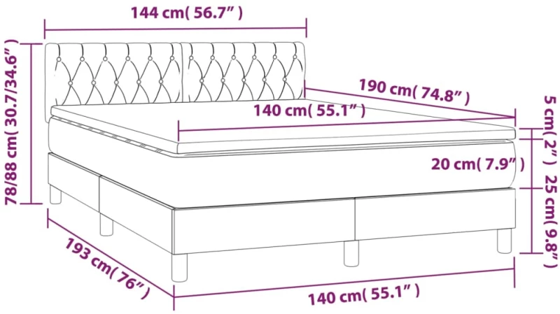 ΚΡΕΒΑΤΙ BOXSPRING ΜΕ ΣΤΡΩΜΑ & LED ΜΑΥΡΟ 140X190 ΕΚ. ΥΦΑΣΜΑΤΙΝΟ 3133951