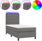 ΚΡΕΒΑΤΙ BOXSPRING ΜΕ ΣΤΡΩΜΑ & LED ΓΚΡΙ 100X200 ΕΚ. ΣΥΝΘ. ΔΕΡΜΑ 3135931