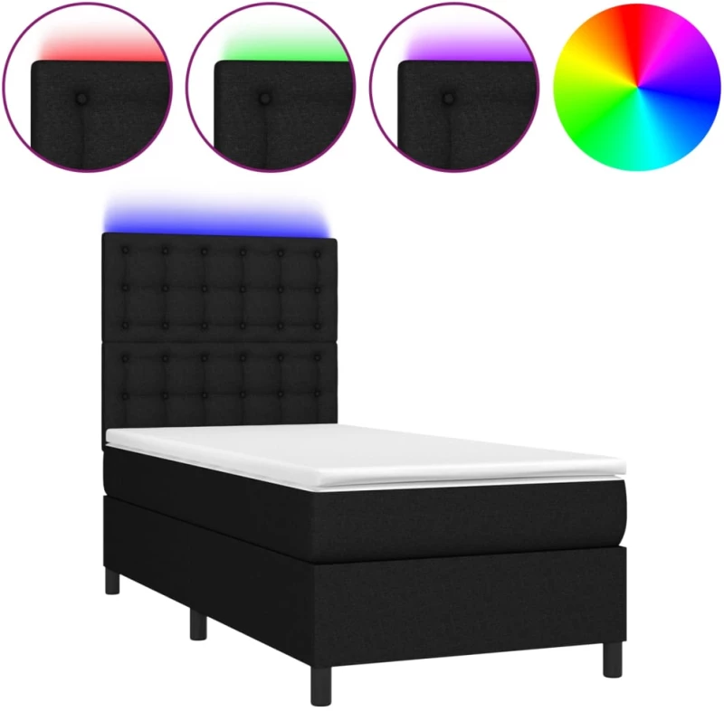 ΚΡΕΒΑΤΙ BOXSPRING ΜΕ ΣΤΡΩΜΑ & LED ΜΑΥΡΟ 100X200 ΕΚ. ΥΦΑΣΜΑΤΙΝΟ 3135175