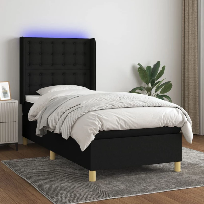 ΚΡΕΒΑΤΙ BOXSPRING ΜΕ ΣΤΡΩΜΑ & LED ΜΑΥΡΟ 100X200 ΕΚ. ΥΦΑΣΜΑΤΙΝΟ 3139175